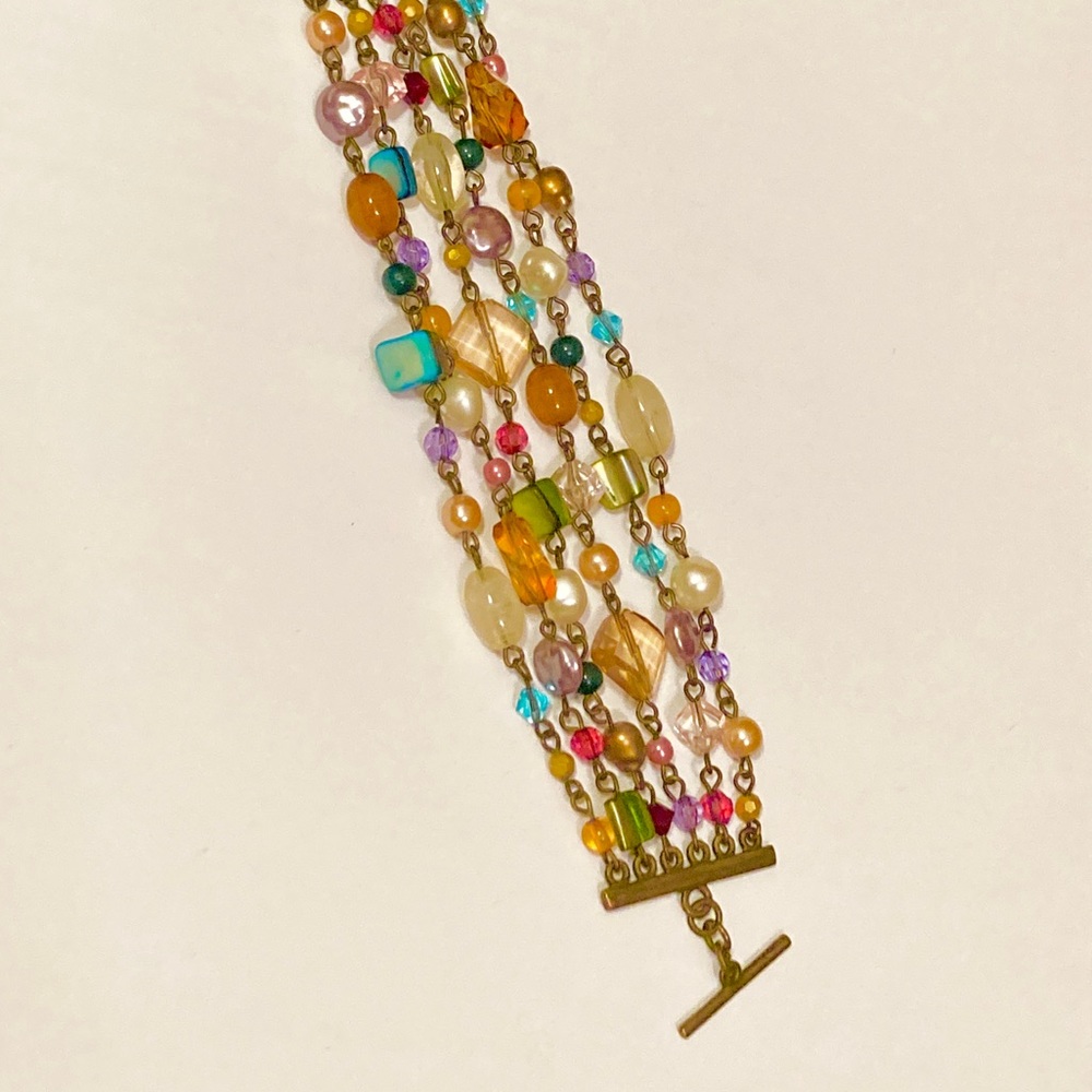 Cookie Lee 70s Inspired Beaded Bracelet Layered Seventies Rainbow